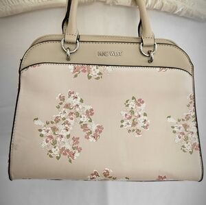 Nine West Cream Satchel with Pink Floral Accent